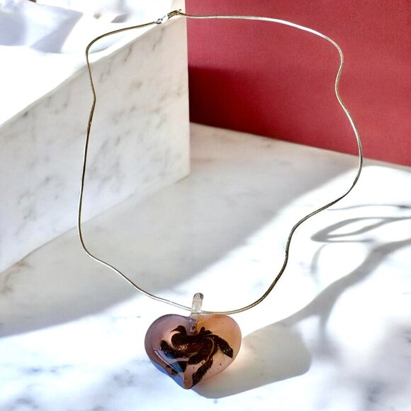 FAS Designer Italy Necklace Sterling Silver & Puffy Heart Pendant Double Sided - Picture 7 of 15